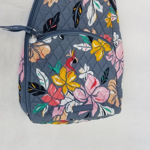 Vera Bradley Essential Sling Backpack Coastal Paradise Grey Crossbody Bag Zip Up - Picture 3 of 16
